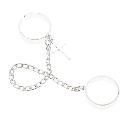 Beaupretty Vintage Gothic Link Chain Ring Set Leichter Robuster Eisendraht Fingerring mit Kreativem Punk Design Modischer Einzigartiger Kreuz Fingerring für Damen und Herren von Beaupretty