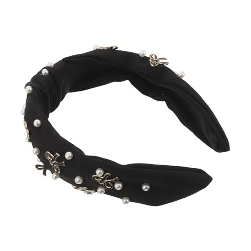 Beaupretty Vintage Haarschmuck Damen Breites Schleifen Haarband mit Künstlichen Perlen Retro Haaraccessoires für Hochzeit Party Alltag Komfortabler Sitz Rutschfest von Beaupretty