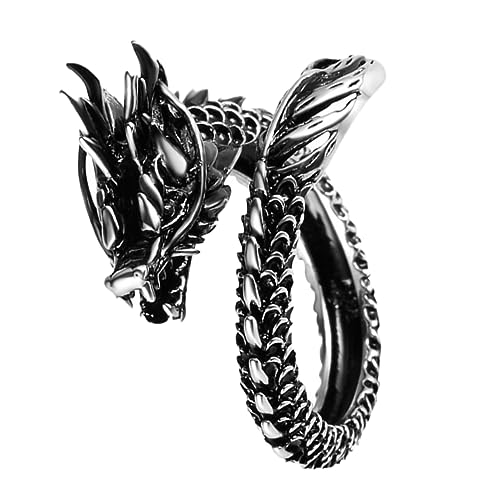 Beaupretty Vintage Herren Verstellbarer Offener Retro Drachenring Einzigartige Handdekoration im Ethnischen Stil Langlebiger Modeschmuck für von Beaupretty