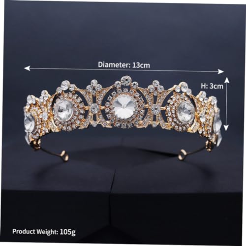 Beaupretty Vintage Hohlkronen Braut Tiara mit Kristallbesatz Leichtes Kopfschmuck Accessoire für Hochzeit Verlobung und Festliche Anlässe Langlebige Goldfarbene Rundkrone für Damen von Beaupretty