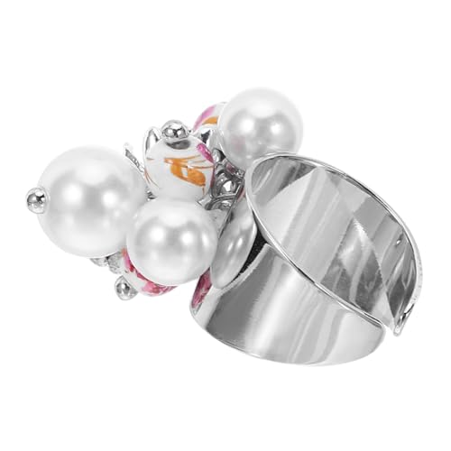 Beaupretty Vintage Inspirierter Ring mit Glaskugeln und Simulationsperlen Minimalistische und Trendige Schmuckstücke für Verlobung und Alltag von Beaupretty