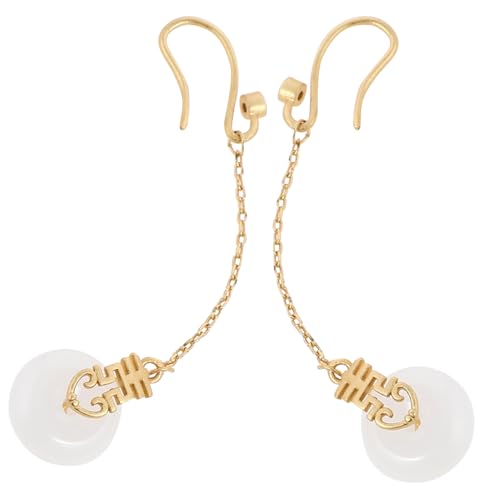 Beaupretty Vintage Jade Ohrhänger Damen Baumelnde Legierte Ohrringe Dangle Ohrringe Hautfreundlich Langlebig Geeignet für Hochzeit Party Alltag und Besondere Anlässe von Beaupretty