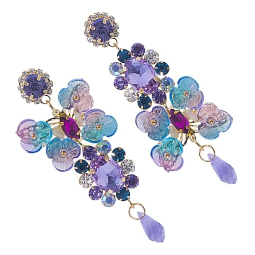 Beaupretty Vintage Kristallblüten Ohrstecker Damen Ohrringe Farbige Hängende Ohrringe Leichtes Ohrschmuck für Frauen Allergiefrei von Beaupretty