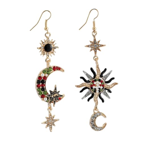 Beaupretty Frauen Ohrringe Asymmetrische Sonne Legierung Lange Anhänger Ohrhänger Mädchen Mode Schmuck Party Geburtstag Jubiläum Alltag Arbeit Ausgehen Geschenk von Beaupretty