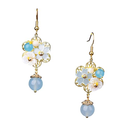 Beaupretty Vintage Lange Blumen ohrringe mit Haken Chinesischer Ethnostil Stilvolle Ohrhänger für Frauen Modische Tropfen ohrringe für Besondere Anlässe von Beaupretty