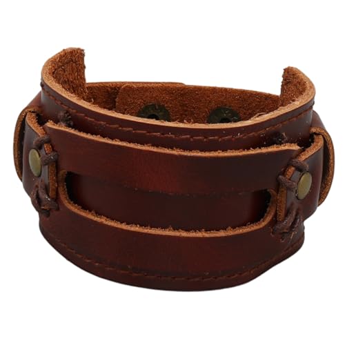 Beaupretty Vintage Lederarmband Stil Mehrlagiges Breites Armband aus Braunem Echtleder Personalisierte Herren Damen Wickelarmband Langlebiges Modisches Schmuckstück mit Angenehmem von Beaupretty
