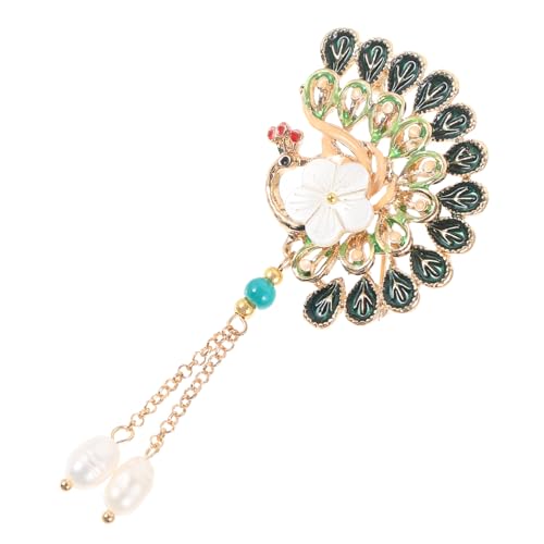 Beaupretty Vintage Peacock Brosche für Damen Dekorative Anstecknadel für Kleidung Taschen Schals Hüte Elegantes Design Grüntönen für Hochzeiten Partys Festliche Anlässe von Beaupretty