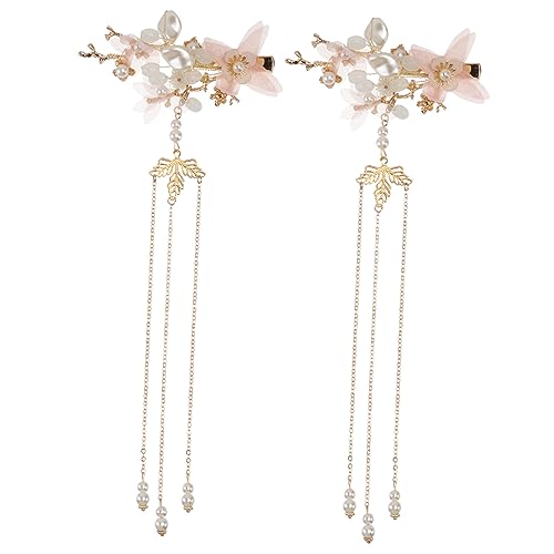 Beaupretty Vintage Perlen Haarclip mit Handgefertigtem Seidenblumen Tassel Chinesischer Brautschmuck Eleganter Haarschmuck für Hochzeiten Feste und Traditionelle Anlässe von Beaupretty