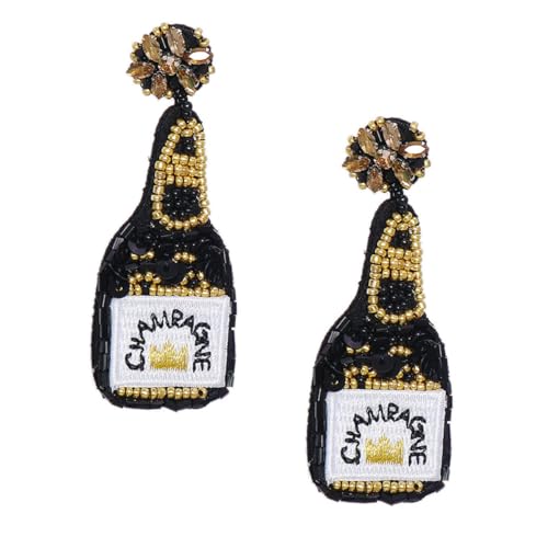 Beaupretty Vintage Perlen Ohrringe Damen Beaded Sequins Handgefertigte Weinflaschen Ohrstecker Schmuck Accessoire für Geburtstag Valentinstag und Festtage von Beaupretty