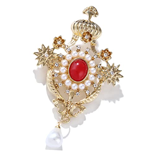 Beaupretty Vintage Perlenbrosche Krone für Damen Anstecknadel für Kleidung und Taschen Retro Design mit Glänzenden Perlen für Cardigans und Kleider von Beaupretty