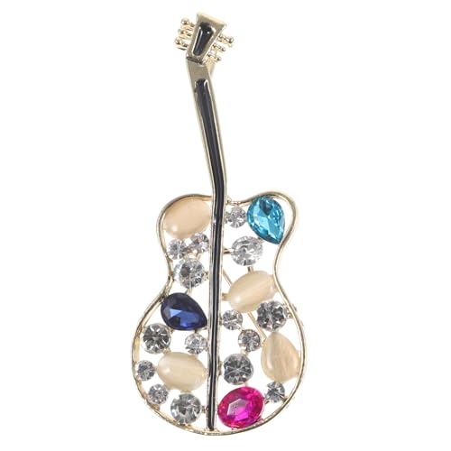 Beaupretty Vintage Strass Gitarren Brosche mit Perlen Modischer Schal Anstecker für Damen Dekorativer Musik Instrument Schmuck Einfach zu Befestigen für Party und Festliche Anlässe von Beaupretty