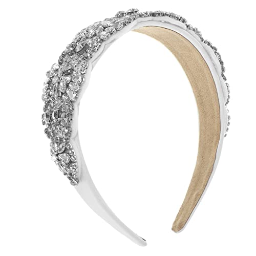 Beaupretty Vintage-stirnband Strass-blumen-stirnband Glitzer Stirnband Breites Glitzer-stirnband Kristall-diamant-stirnband Barockes Strass-stirnband Weiß Stoff Schmuck Haar Damen von Beaupretty