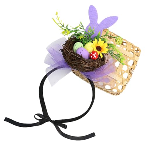 Beaupretty Vogelnest Stirnband Hasenhaarband Osterhasen-stirnband Kostümzubehör Für Die Osterparty Osterkostüm Stirnband Osterhasen Haarbänder Rattan Violett Lieferungen Mädchen Kind von Beaupretty