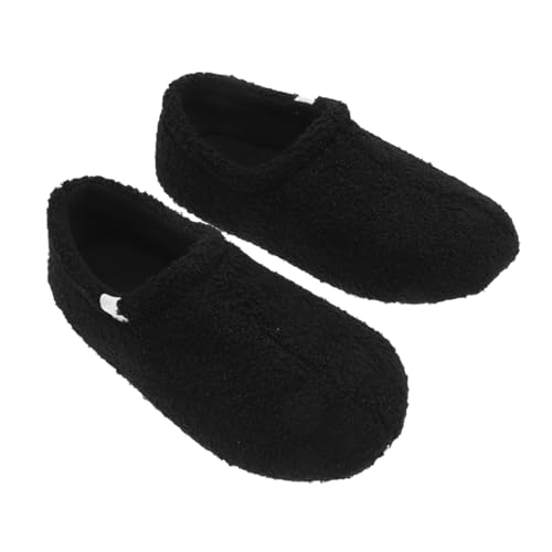 Beaupretty Warme Damen Hausschuhe mit Memory-schaum Kuschelig Sanft mit Fersenumschlag für Sicheren Halt für Zuhause und Innenbereich Schwarz Flauschig und Komfortabel von Beaupretty