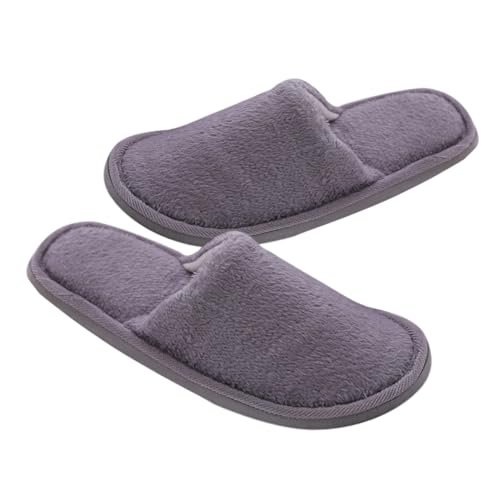 Beaupretty Warme Rutschfeste Baumwoll Hausschuhe mit Plüschfutter Gemütliche Winter Pantoffeln für Damen und Herren Weiche Indoor Schuhe Graue Langlebige Sohlen Atmungsaktiv und Komfortabel von Beaupretty