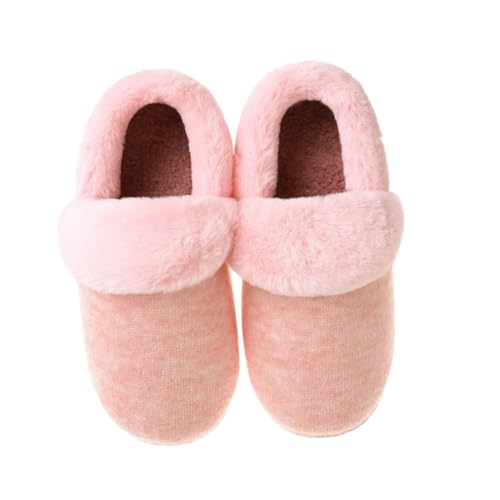 Beaupretty Warme Winter Hausschuhe Damen Plüsch Slipper mit Dicker Sohle Rutschfest Indoor Gemütlich Pantoffeln Rosa für Schlafzimmer Freizeit von Beaupretty