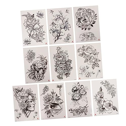 Beaupretty Wasserfeste Temporäre Tattoos Aufkleber Für Erwachsene Körperaufkleber Mit Blumenmuster Schwarz Einfach Anzubringen Für Parties Und Dekoration von Beaupretty