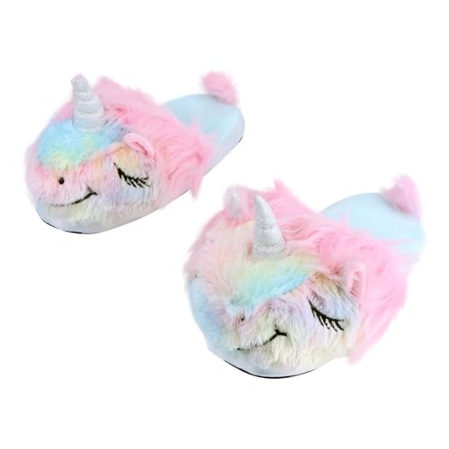 Beaupretty Weiche Damen Hausschuhe aus Baumwolle mit Rutschfester Sohle Warm und Strapazierfähig Einhorn Design Kuscheliger Winterpantoffel für Drinnen Modisch und Komfortabel von Beaupretty