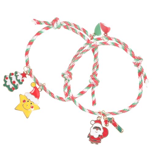 Beaupretty Weihnachtliche Geflochtene Partnerarmbänder mit Herz-magnetanhänger Verstellbar für Freundschaft Festliches Schmuckgeschenk zu Weihnachten für Frauen und Mädchen von Beaupretty