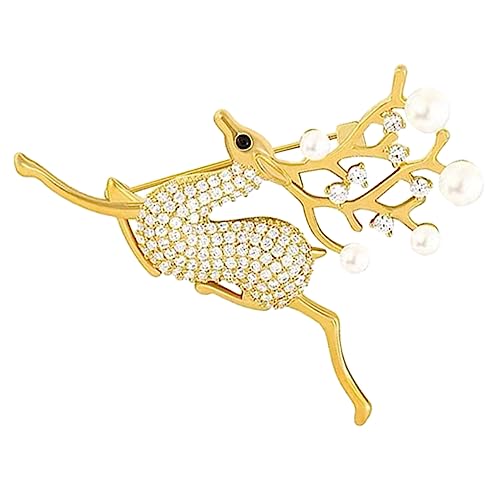 Beaupretty Weihnachtliche Perlen Hirsch Brosche Damen Anstecknadel für Kleidung Schal Mütze Modischer Pin für Pullover Mantel Langlebiges Festes Design als zu Festen von Beaupretty
