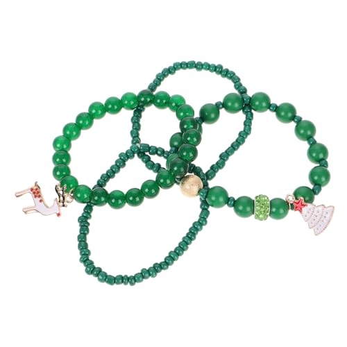 Beaupretty Weihnachtliche Perlenarmbänder Set mit Anhänger Dehnbar Modisch Vielseitig Tragbar Festliche Weihnachtsarmbänder Schmuck für Damen und Herren als Weihnachtsdeko Accessoire von Beaupretty