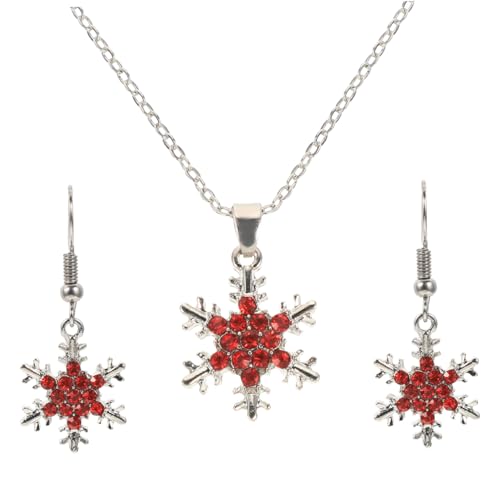 Beaupretty Weihnachtlicher Schneeflocken Schmuckset Damen Eleganter Zirkonia Anhänger Halskette und Dangle Ohrringe Leichtes Design für Komfortables Tragen bei Xmas Familienfeiern und Partys von Beaupretty