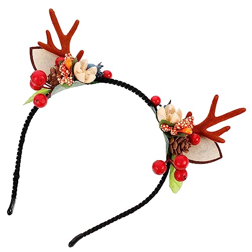 Beaupretty Weihnachtliches Rentier Geweih Haarreif mit und Beeren Festlicher Kopfschmuck für Mädchen für Weihnachtsfeiern und Winterfeste von Beaupretty