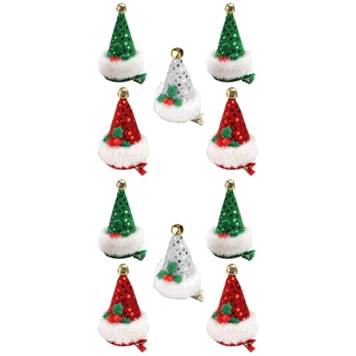 Beaupretty Haarschmuck Für Kinder Weihnachtsdeko Weihnachtsmütze-Haarspangen Pailletten-Weihnachtsmütze-Haarnadel Weihnachtsmütze-Haarspangen Mit Glöckchen Weihnachts-Haarschmuck 10 Stück von Beaupretty