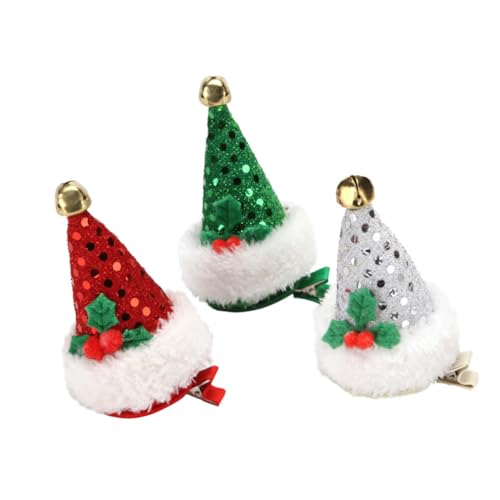 Beaupretty Haarschmuck Für Kinder Weihnachtsdeko Weihnachtsmütze-Haarspangen Pailletten-Weihnachtsmütze-Haarnadel Weihnachtsmütze-Haarspangen Mit Glöckchen Weihnachts-Haarschmuck 5 Stück von Beaupretty