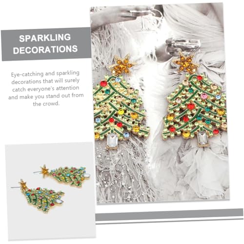 Beaupretty Weihnachtsohrringe Damen Kreative Hohlgewebe Weihnachtsbaum Ohrstecker Mit Strass Glitzernd Festliche Ohrschmuck Für Frauen Kleine Ohrstecker Feiertagsaccessoire von Beaupretty
