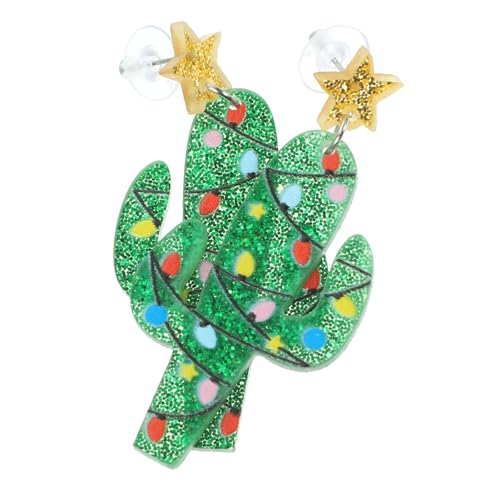 Beaupretty Weihnachtsohrstecker Cactus Design Festliche Ohrstecker Damen Einzigartige Weihnachts Ohrringe für Party Alltag von Beaupretty