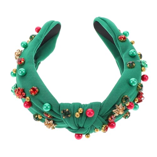 Beaupretty Weihnachtsstirnband Frohes neues Stirnband Festliche Stirnbänder neues jahr stirnband Perlenstirnband für Damen Neujahr Stirnband Feiertagsstirnbänder für Frauen Polyester Grün von Beaupretty