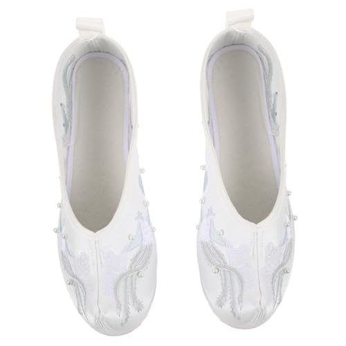 Beaupretty Weiße Bestickte Brautschuhe Damen Leichte Chinesische Ethno Schuhe aus Stoff Komfortabel und Langlebig Vintage Stil für Hochzeit Fest und Traditionelle Kleidung Absatz Beaupretty Weiße Bestickte Brautschuhe Damen Leichte Chinesische Ethno Schuhe aus Stoff Komfortabel und Langlebig Vintage Stil für Hochzeit Fest und Traditionelle Kleidung Absatz von Beaupretty