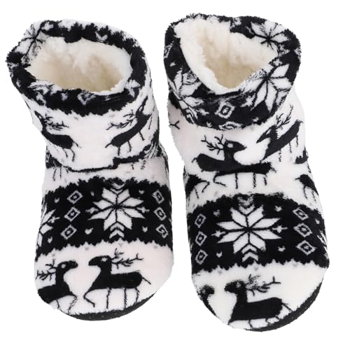 Beaupretty Winterliche Warme Lange Baumwoll Hausschuhe für Damen Rutschfeste Weiche Innen und Außensohle Atmungsaktiv für Kalte Tage zu Hause und Freizeit von Beaupretty