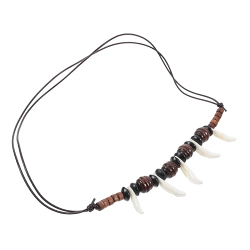 Beaupretty Wolfzahn Anhänger Halskette für Herren Handgefertigte Anpassbare Perlen Halskette im Tribal Stil Leicht Langlebig und für Alltag und Urlaub von Beaupretty