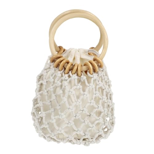 Beaupretty Woven Baumwolltasche Damen Clutch Handtasche mit Kordelzug Kleine Sommer Strandtasche Casual Geflochtene Mode für Urlaub Alltag von Beaupretty