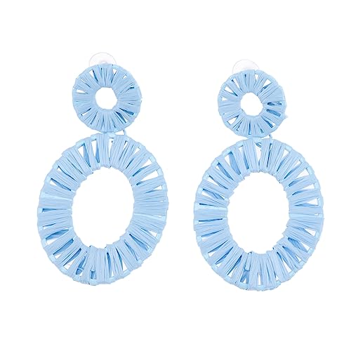 Beaupretty Woven Raffia Ohrringe für Frauen Boho Drop Dangle Ohrringe C Blau Handgefertigter Schmuck für Sommer Strand Festivals und Besondere Anlässe von Beaupretty