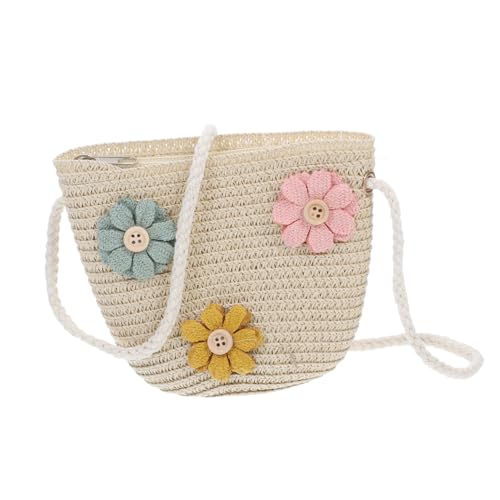 Beaupretty Woven Straw Umhängetasche für Niedliche Handgefertigte Sommer Strandtasche mit Blumenverzierung für Mädchen für Strand Partys und Alltag Zufällige Farbe Zufällige Farbe von Beaupretty