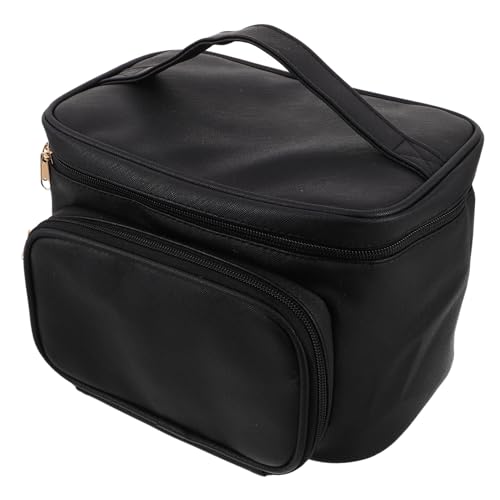 Beaupretty wasserdichte PU Kosmetiktasche Große Kapazität Reise Make-up Organizer Damen Leicht Tragbar mit Sicherem Reißverschluss und Geräumigem Stauraum Schwarz von Beaupretty