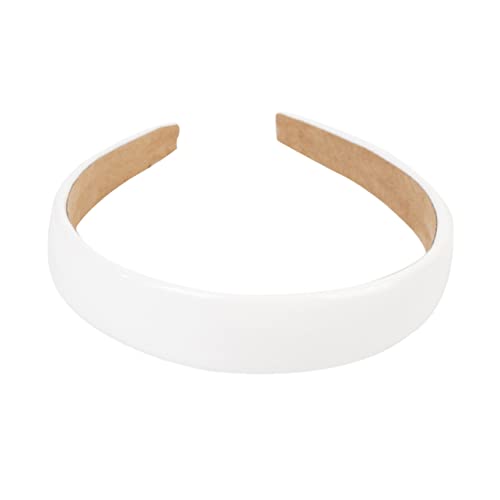 Einfarbiges Haarband mit Breiter Krempe aus PU Leder für Rutschfestes Leichtes Haarbügel Weiß für Partys Cosplay von Beaupretty