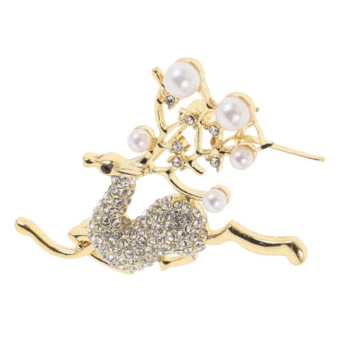 Fashion Jewelry Weihnachtsbrosche Reh Anstecknadel für Frauen Glitzernde Tierbrosche mit Kunstperle für Mäntel Rucksäcke Elegantes Accessoire für Festtage von Beaupretty