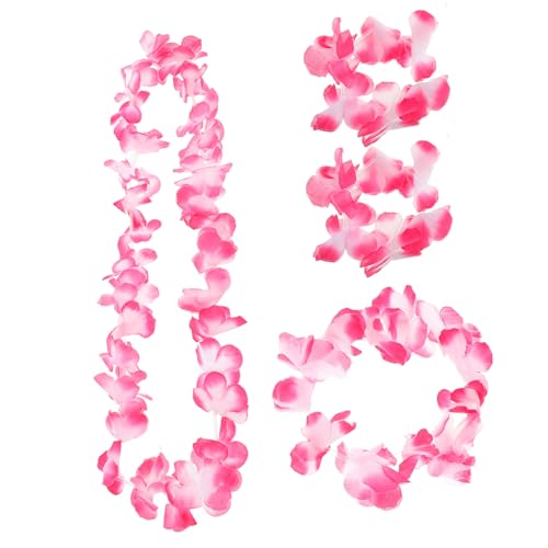 Beaupretty Hawaiian Flower Necklace Headband Bracelet Set Tropical Accessory für Strandpartys Hochzeiten Luau Feierlichkeiten Stilvolles Teiliges Set Strapazierfähigem Material für von Beaupretty
