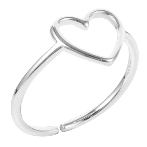 Herzring Damen Silberring Verstellbar Offener Ring Minimalistisches Design für Besondere Anlässe Leicht Langlebig Geometrische Herzform Verlobungsring oder Modisches von Beaupretty