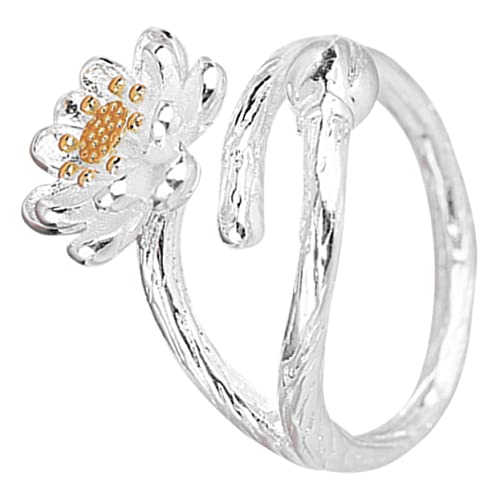 Beaupretty Offener Lotusblumenring Damen Verstellbarer Blumenring Süßer Dekorativer Ring für Frauen Einheitsgröße für Partys und Anlässe von Beaupretty