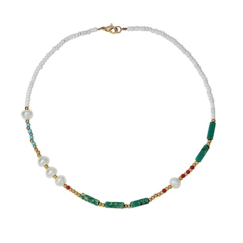 Perlenkette Damen Boho Halskette mit Grünen Halbedelsteinen Handgefertigte für Frauen für Tägliche Dekoration Besondere Anlässe von Beaupretty