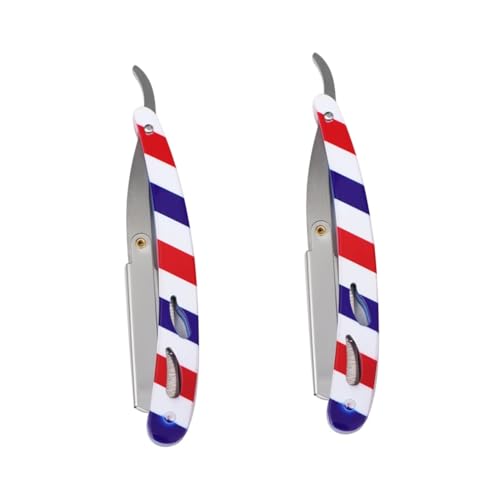 Rasierer mit Rot Blau Weißen Streifen Handrasierer für Salon und Zuhause Augenbrauenrasierer und Bartschneider Schneidewerkzeug Manuelle Anwendung von Beaupretty