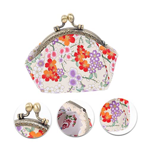 Retro Aufbewahrungstasche für Damen Handgefertigte Stofftasche für Geld Schlüssel Karten Zartem Kirschblütenbeige Leicht Kompakt für Unterwegs von Beaupretty