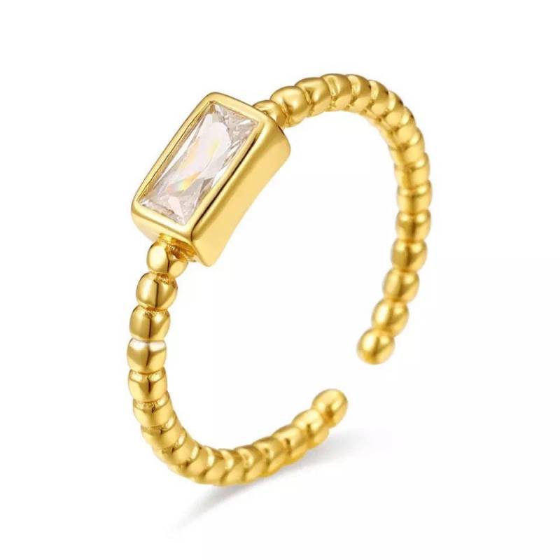 Gold Baguette Stapelring Zirkonia Sterlingsilber 925 von BeausancyBoutique