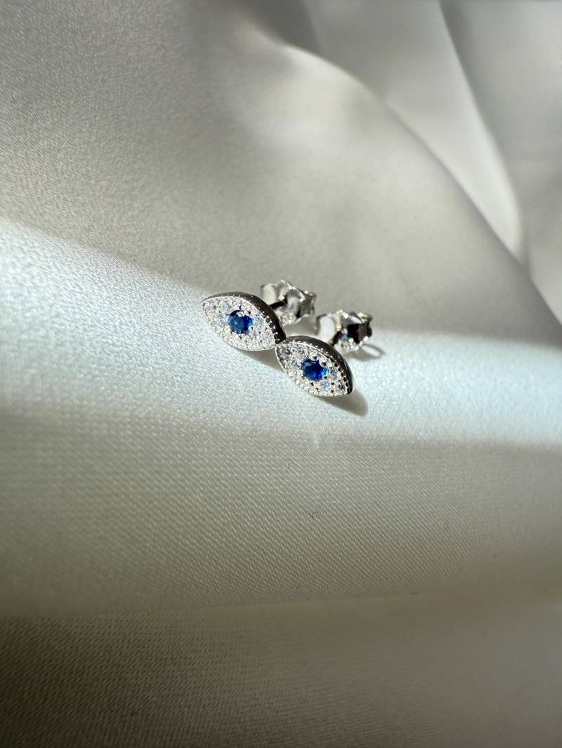 Evil Eye Ohrringe Sterling Silber Ohrstecker Mit Cubic Zirkonia von BeausancyBoutique