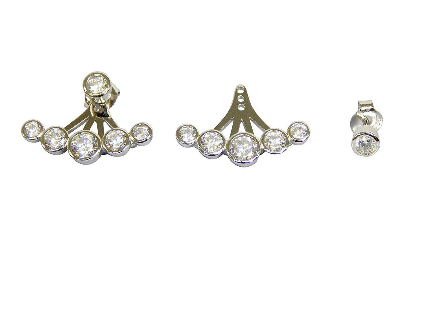 sterling Silber Cz Vorderseite Zurück Bolzen Und Jacke Ohrringe von BeauteFashionShop